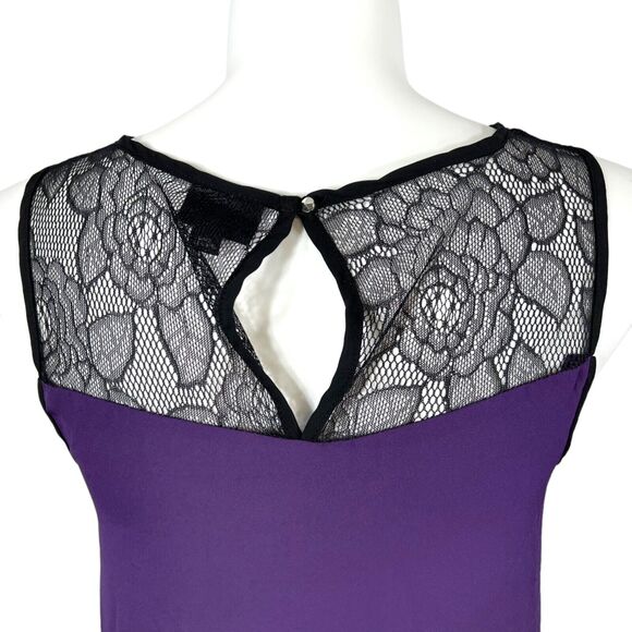 Mossimo Womens Blouse Top Flyaway Nearly Sheer Lace and Chiffon Purple Large - Picture 6 of 11